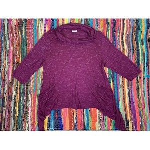 LOGO By Lori Goldstein Women’s Shirt Sz L Large Tunic Purple 3/4 Sleeve Pockets